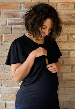 Polera Maternal y Lactancia Pia Negro
